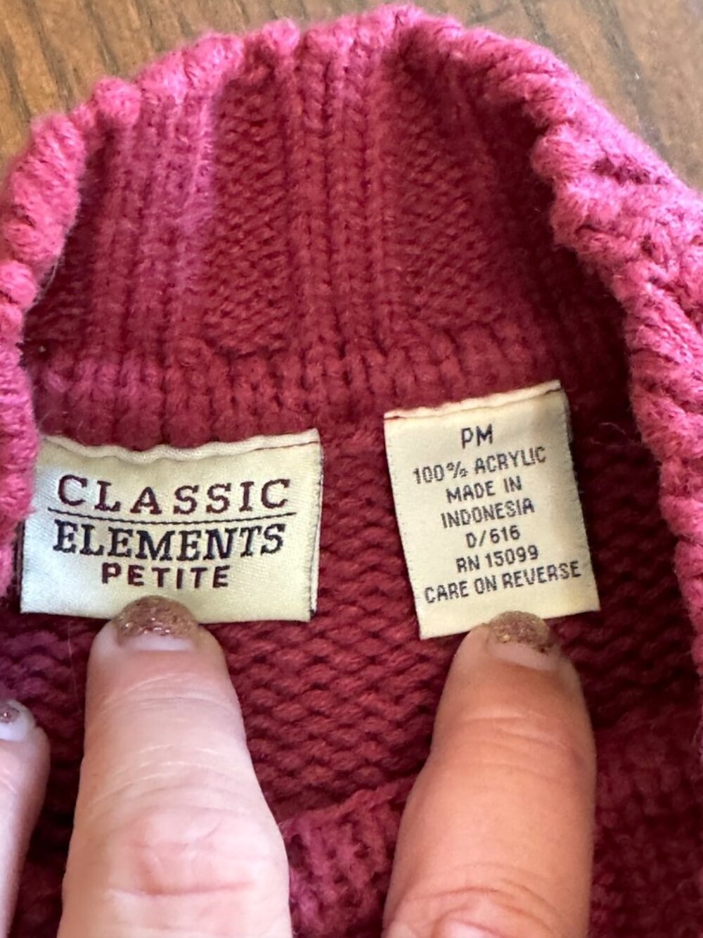 Vintage Classic Elements Cable Knit Sweater Mock Neck Red Thick Acrylic Petite M - Picture 3 of 7